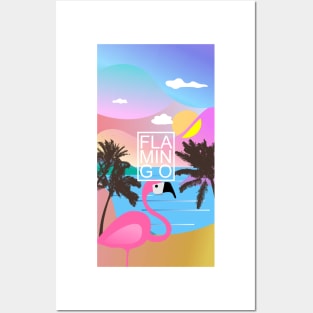 Flamingo Summer night Posters and Art